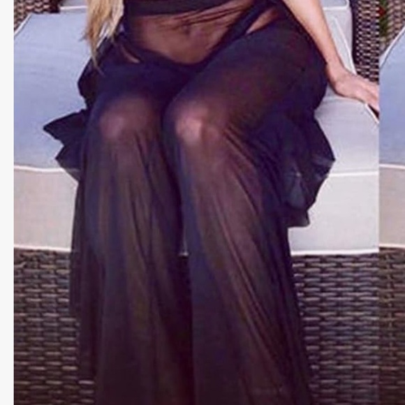 Bell bottom ruffle sheer flared gypsy glam pants - Picture 2 of 5